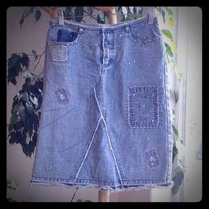 Express Jeans Patch Pocket Bejeweled Skirt